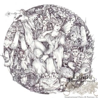 LARGE SQUARE PRINT B&W TITANIA AND PUCK